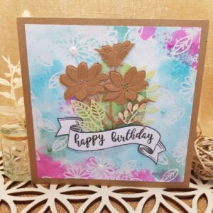 carte anniversaire kraft aquarelle fleurs