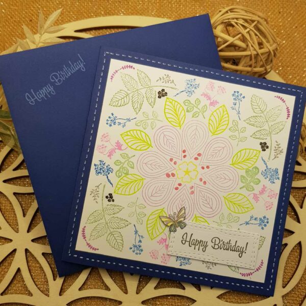 carte anniversaire bleu mandala enveloppe