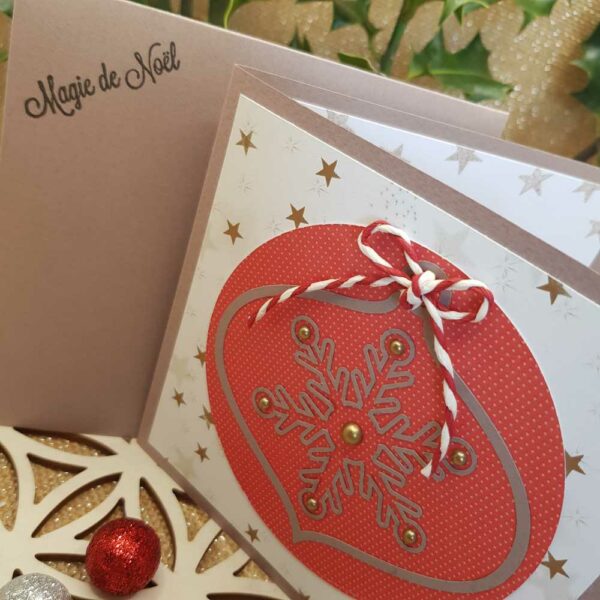 carte boule noel zoom et enveloppe