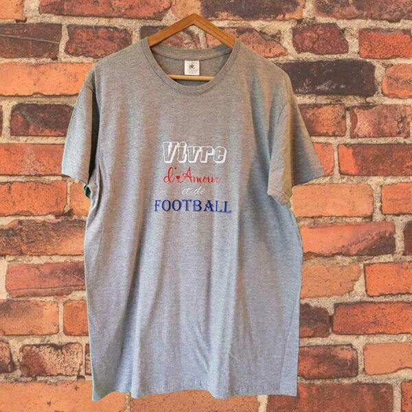 tee shirt vivre d'amour et de football - flex