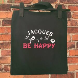 tote bag noir be happy