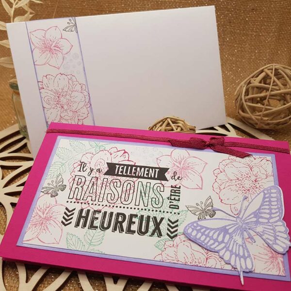 carte fond fleuri raisons heureux 204 enveloppe