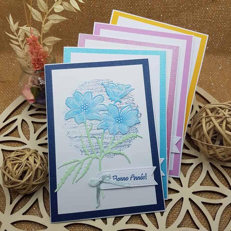 carte voeux fleur 5 coloris 382