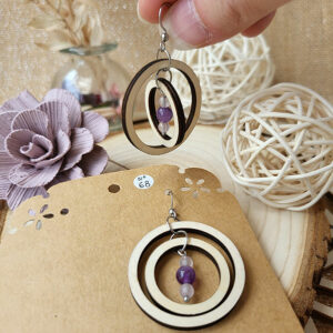boucles d'oreilles avec pierres améthyste et quartz rose