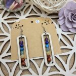boucles d'oreille bois et pierres naturelles