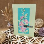 Carte douce et féminine avec fleurs roses, réalisée à la main pour toutes les attentions