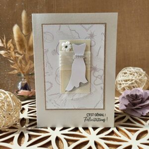 carte félicitations mariage avec robe