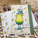 Carte de vœux artisanale "Santé" avec cocktail et citrons, thème estival et festif Un oeil créatif