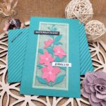 Carte fait main verte avec motif floral en relief et calque imprimé – idéale pour dire merci ou envoyer un mot doux