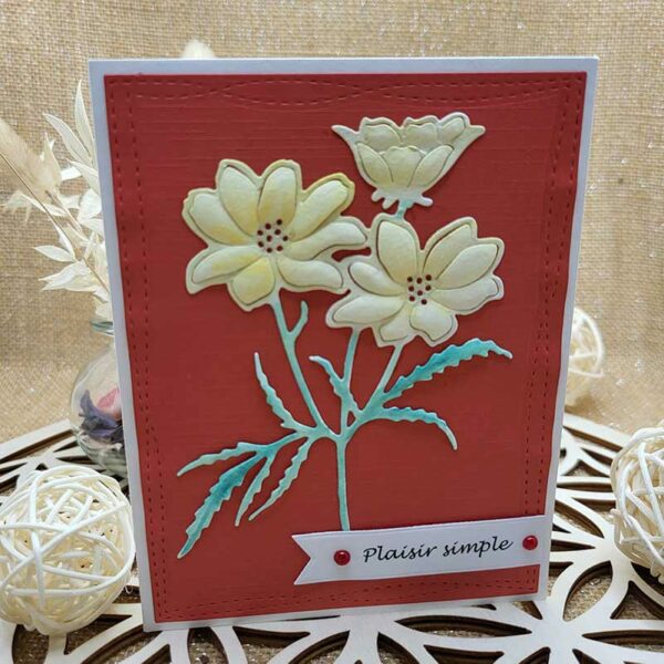 Carte fleur Plaisir simple artisanale faite main – Un oeil créatif
