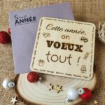 carte bonne année artisanale en bois - originale et durable