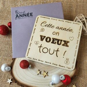 carte de voeux artisanale en bois gravé - carte originale et durable