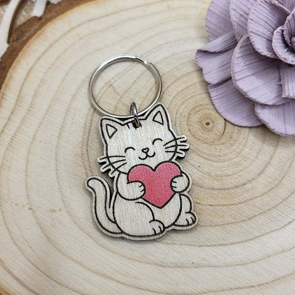 porte-clés bois artisanal chat