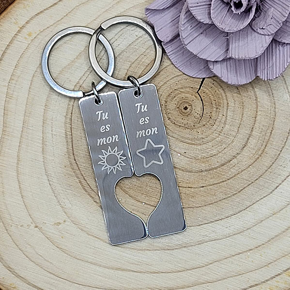 porte-clés DUO acier coeur - deco274 (5) porte-clés acier coeur pour couple